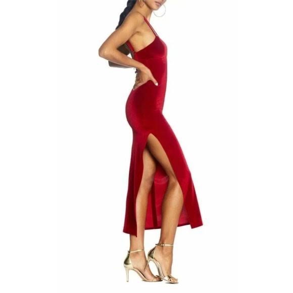 NEW Dress The Population Amber Side Slit Velvet Dress - Picture 2 of 4
